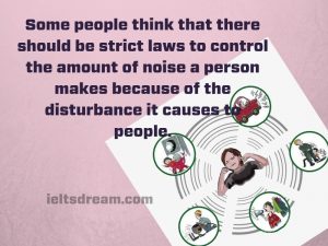 Some people think that there should be strict laws to control the amount of noise a person makes because of the disturbance it causes to people.
