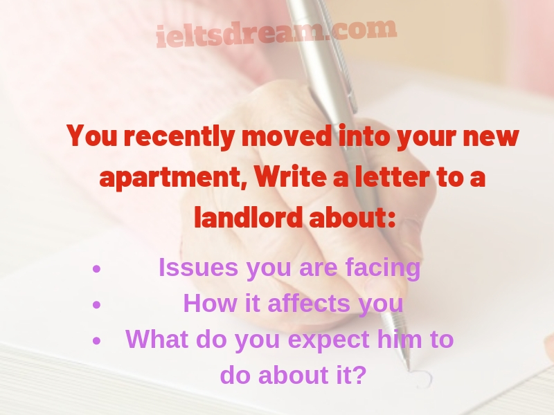 You recently moved into your new apartment, Write a letter to a landlord