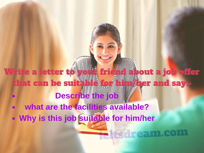 Write a letter to your friend about a job offer that can be suitable for him/her