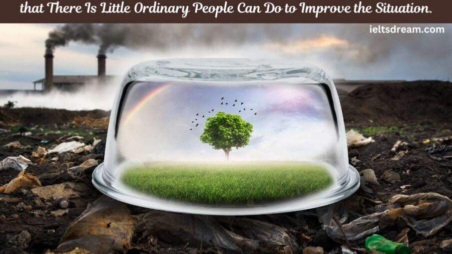 The Environmental Problems that Today’s World Is Facing Are so Great that There Is Little Ordinary People Can Do to Improve the Situation.